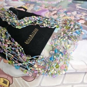 Joan Rivers Czech Glass Pastel Torsade Beaded Necklace Multi Strand 35" Vtg